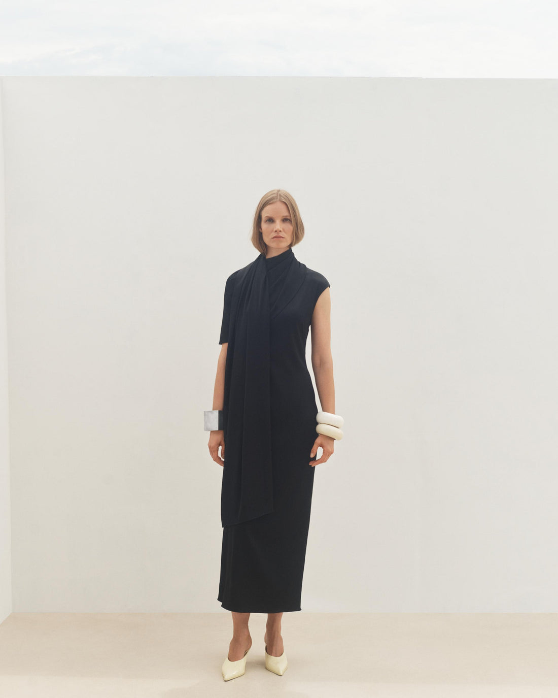 Scarf Dress | Black Another Tomorrow Scarf Dress | Black Another Tomorrow