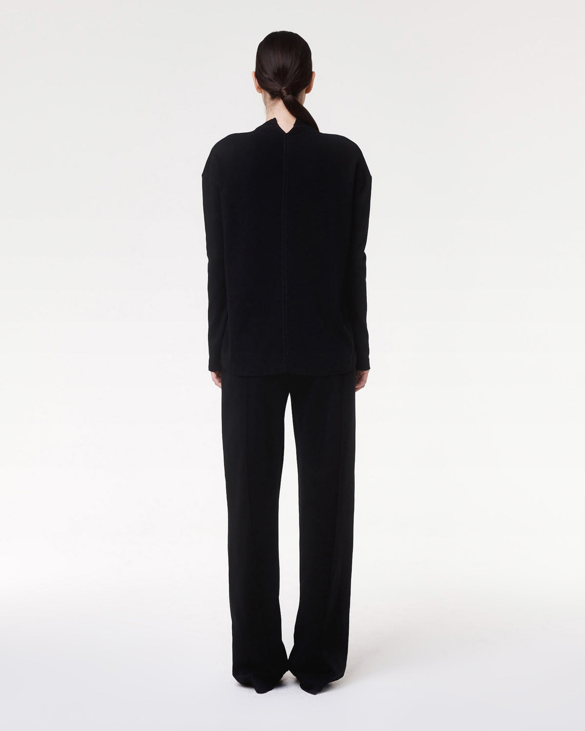 Another Tomorrow Luxe Seamed Lounge Pant in Black – Cotton Women's Trousers