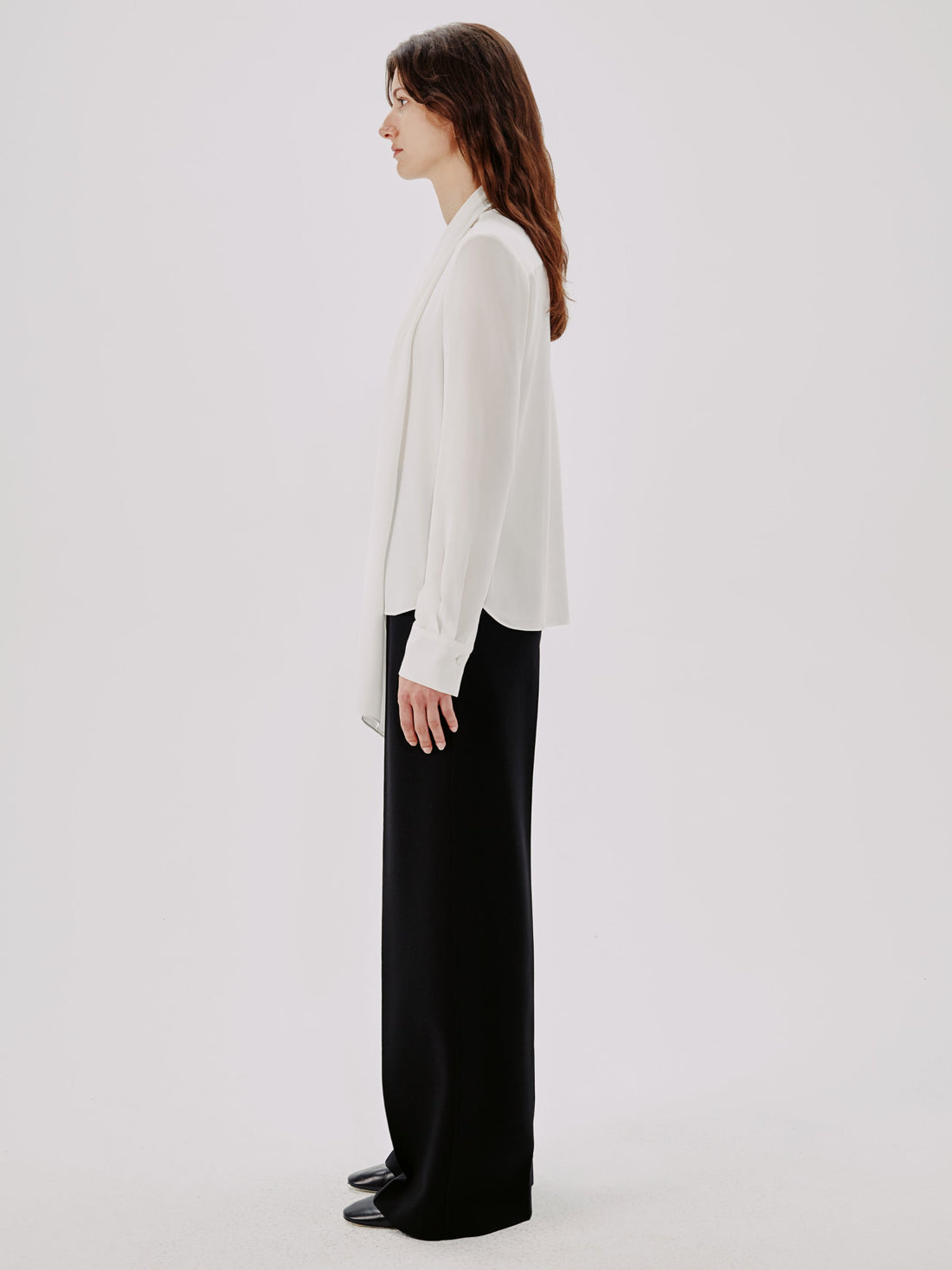 Another Tomorrow Bow Blouse in White – Viscose Women's Top