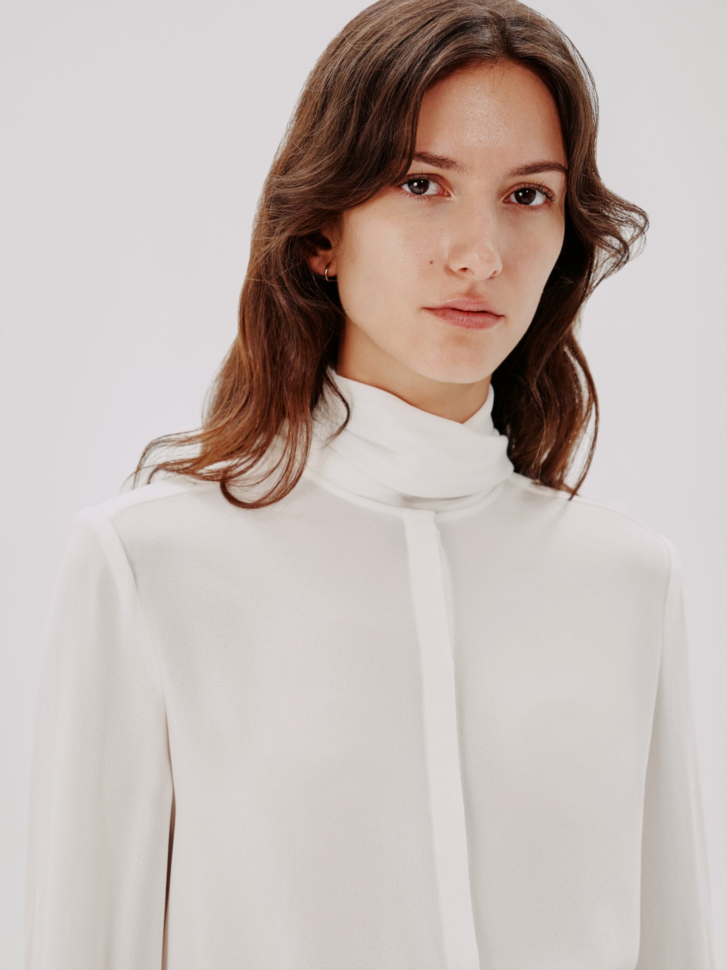 Another Tomorrow Bow Blouse in White – Viscose Women's Top