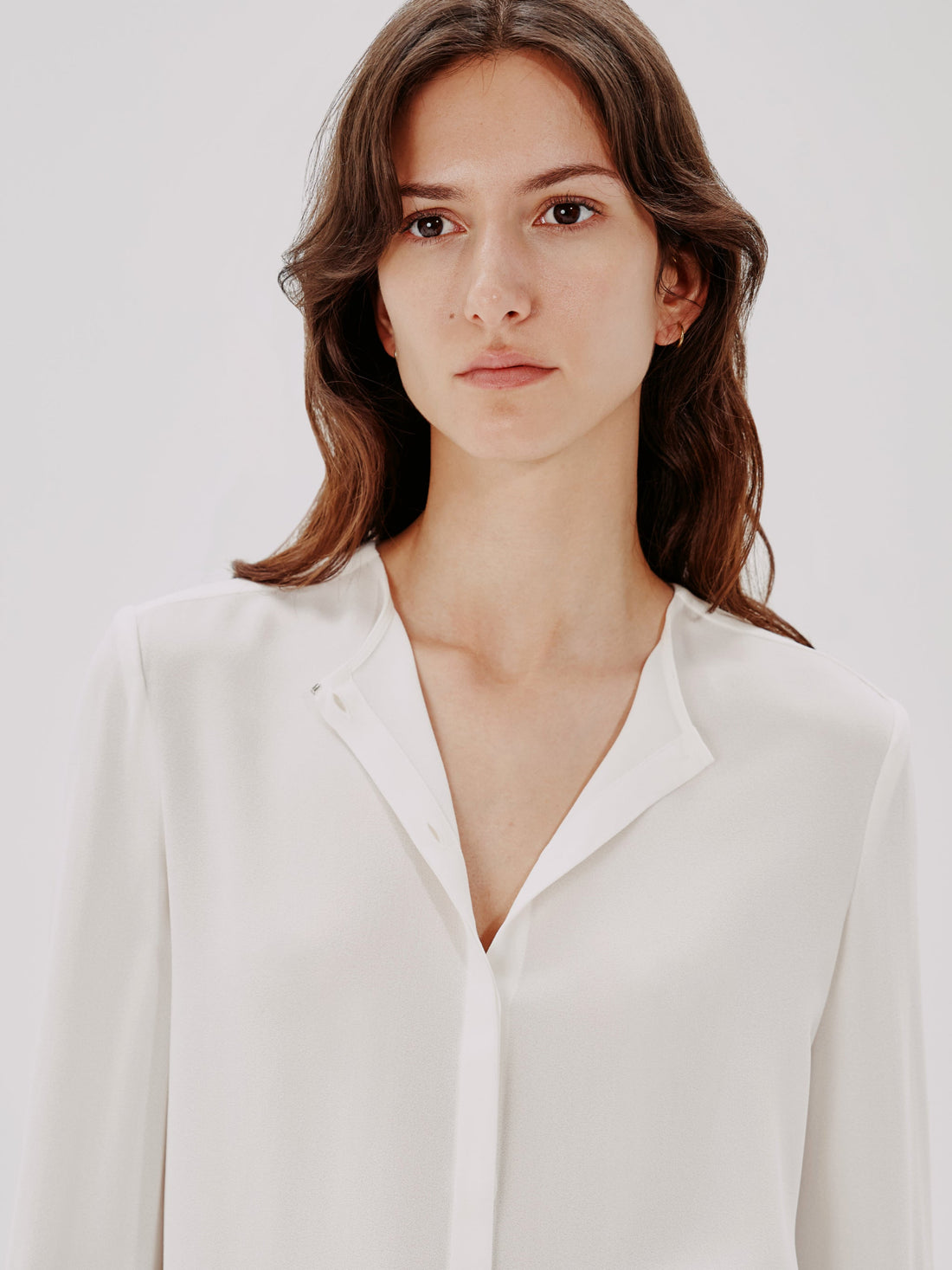 Another Tomorrow Bow Blouse in White – Viscose Women's Top