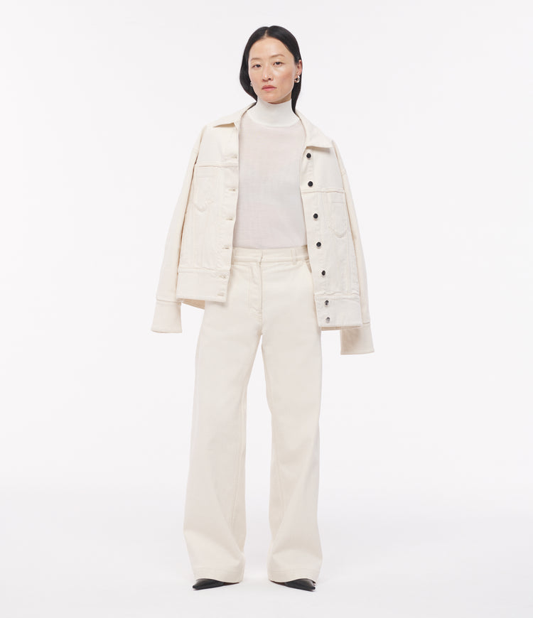 Another Tomorrow Carpenter Denim Pant in Ecru – Denim Women's Trousers