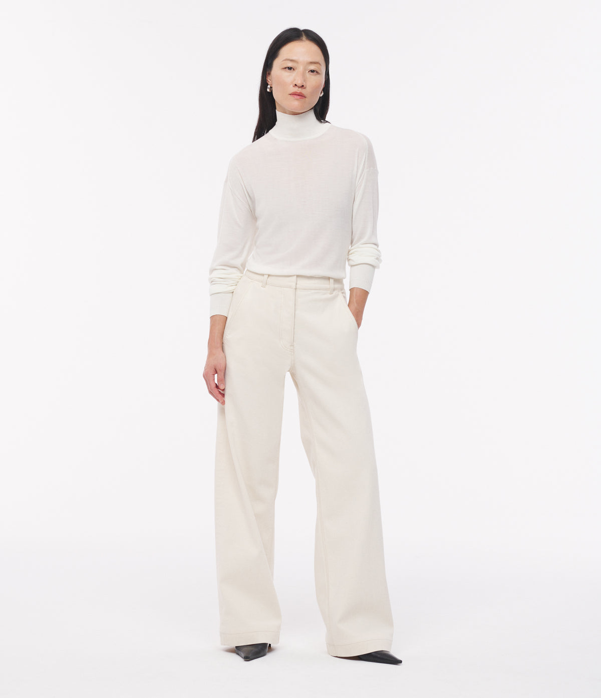 Another Tomorrow Carpenter Denim Pant in Ecru – Denim Women's Trousers