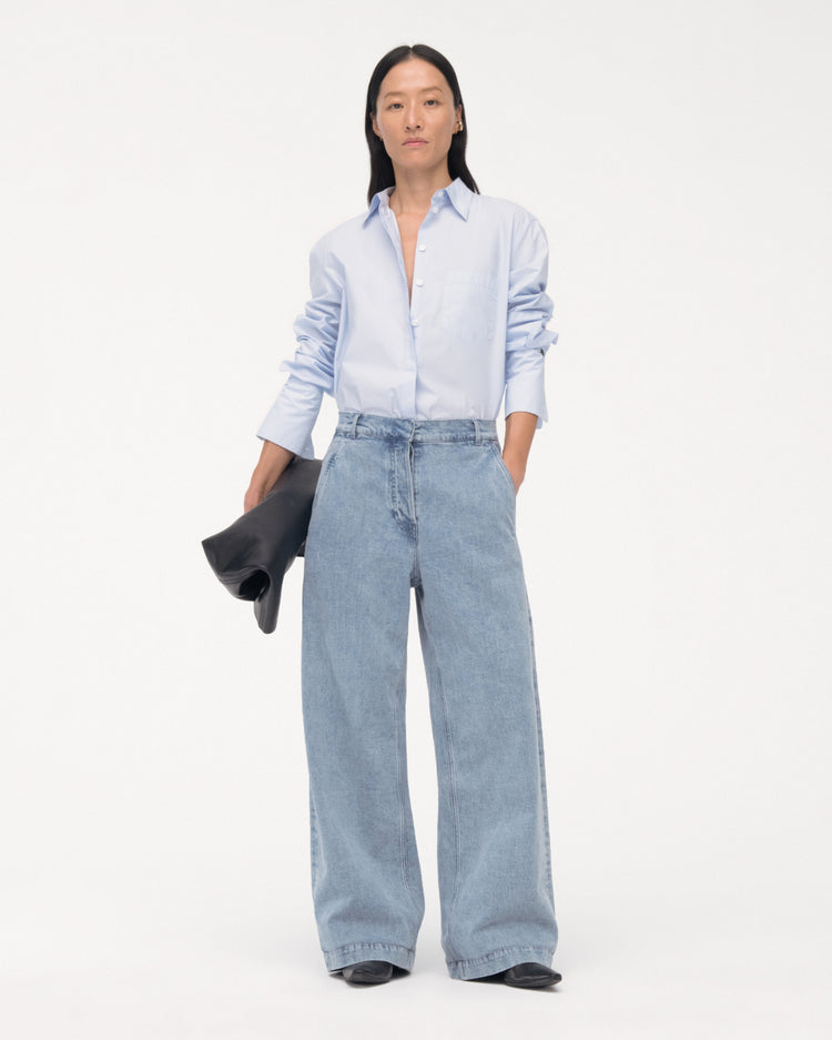 Another Tomorrow Boyfriend Denim Pant in Light Blue Wash – Denim Women's Trousers