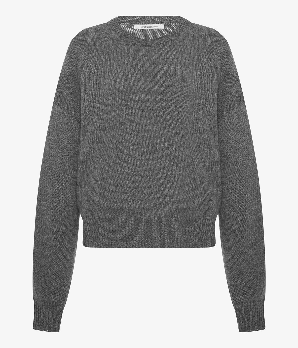 Another Tomorrow Cashmere Knit Sweatshirt in Grey Melange – Cashmere Women's Knitwear