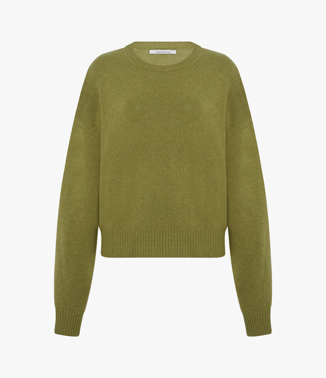 Another Tomorrow Cashmere Knit Sweatshirt in Light Moss – Cashmere Women's Knitwear