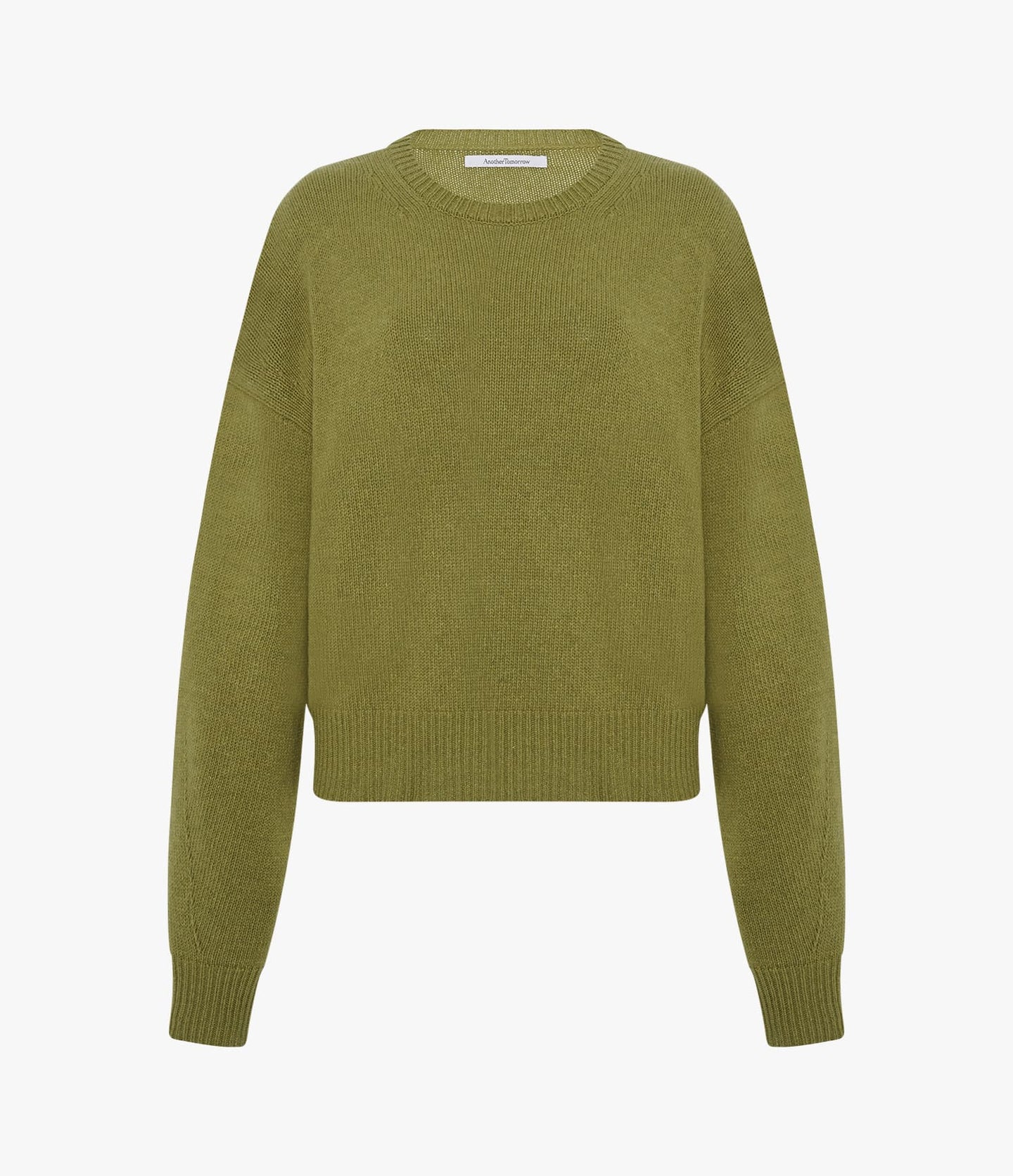 Another Tomorrow Cashmere Knit Sweatshirt in Light Moss – Cashmere Women's Knitwear