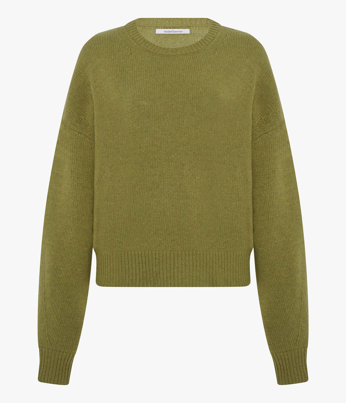 Another Tomorrow Cashmere Knit Sweatshirt in Light Moss – Cashmere Women's Knitwear