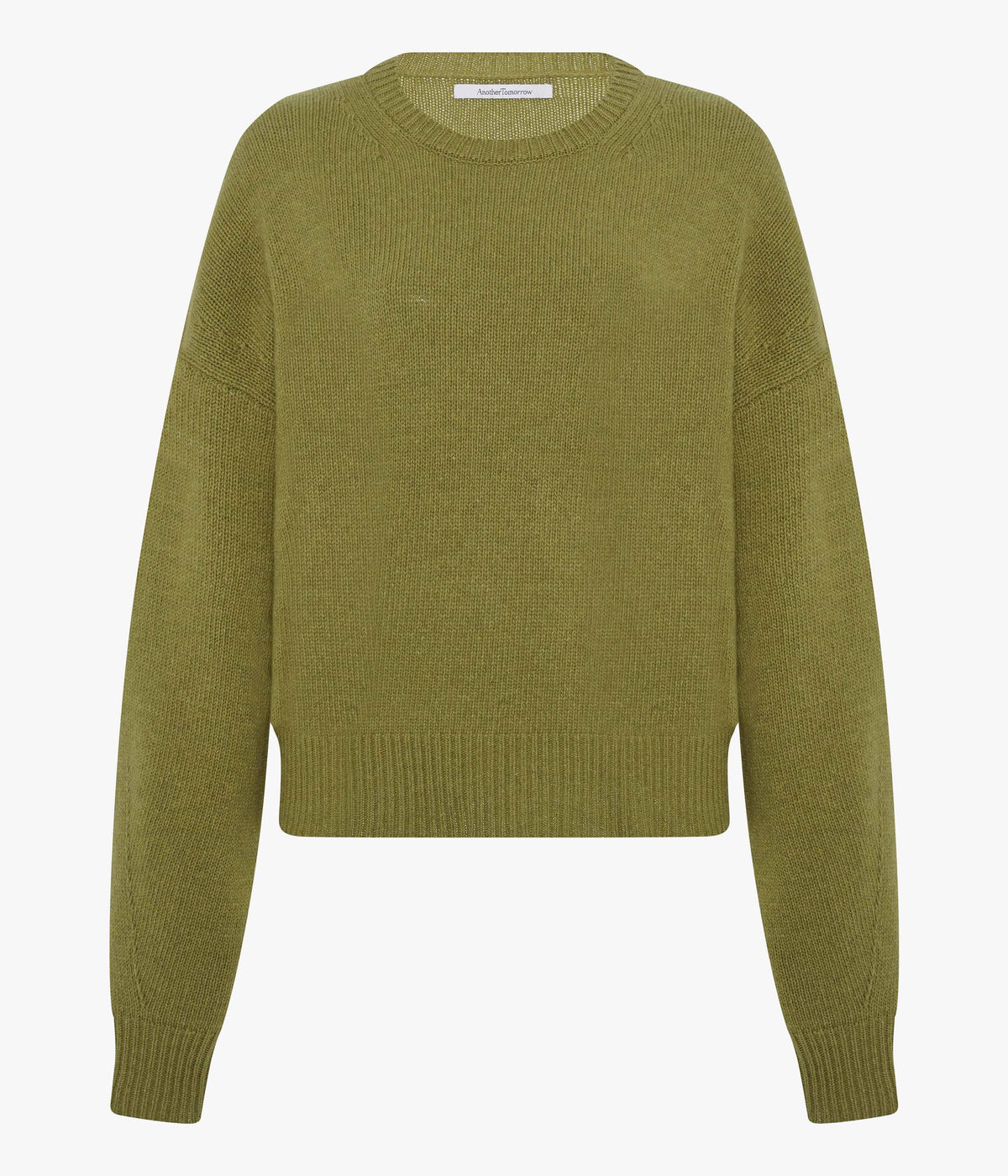 Another Tomorrow Cashmere Knit Sweatshirt in Light Moss – Cashmere Women's Knitwear