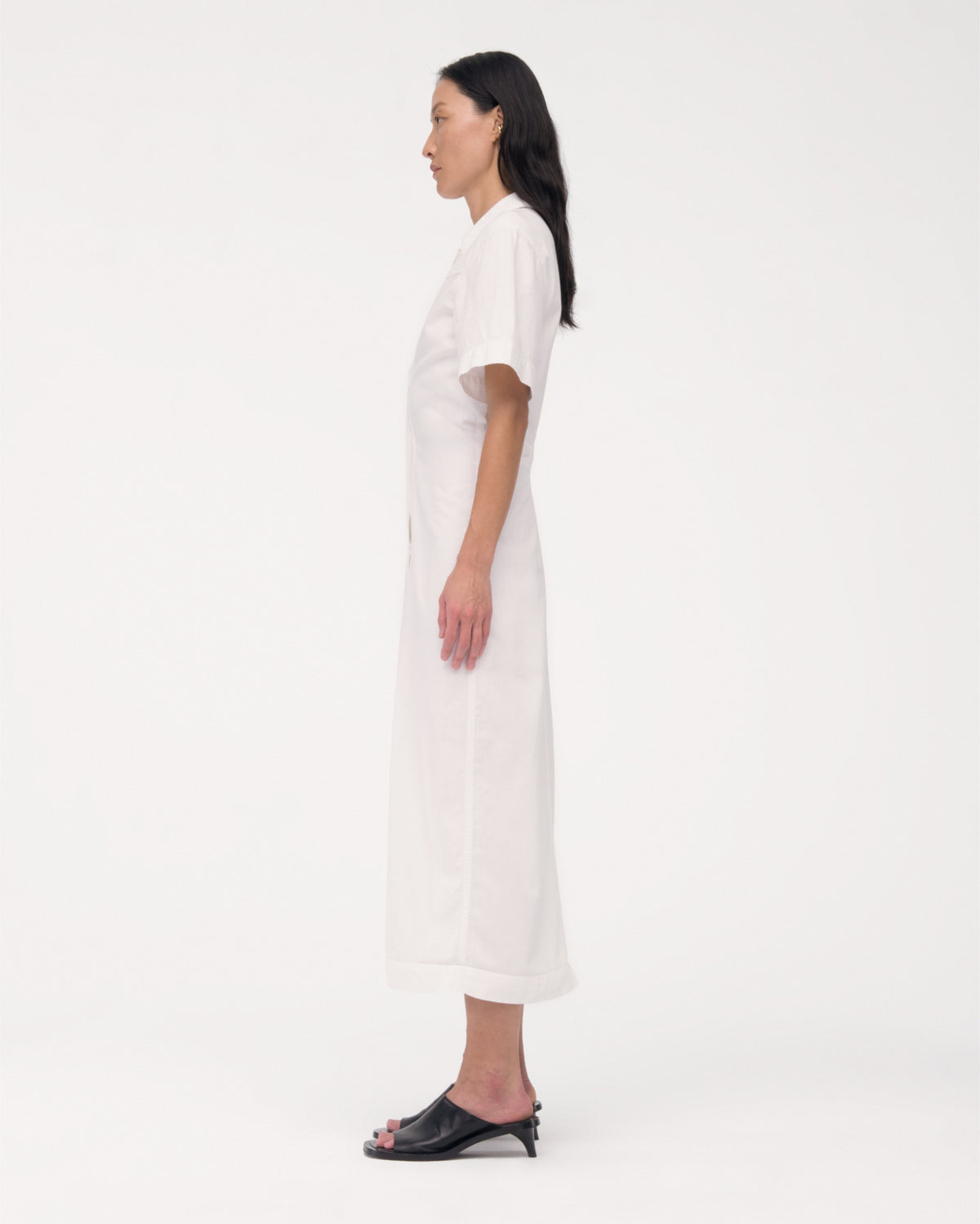 Another Tomorrow Chambray Bias Shirt Dress in Off White – Denim Women's Dress