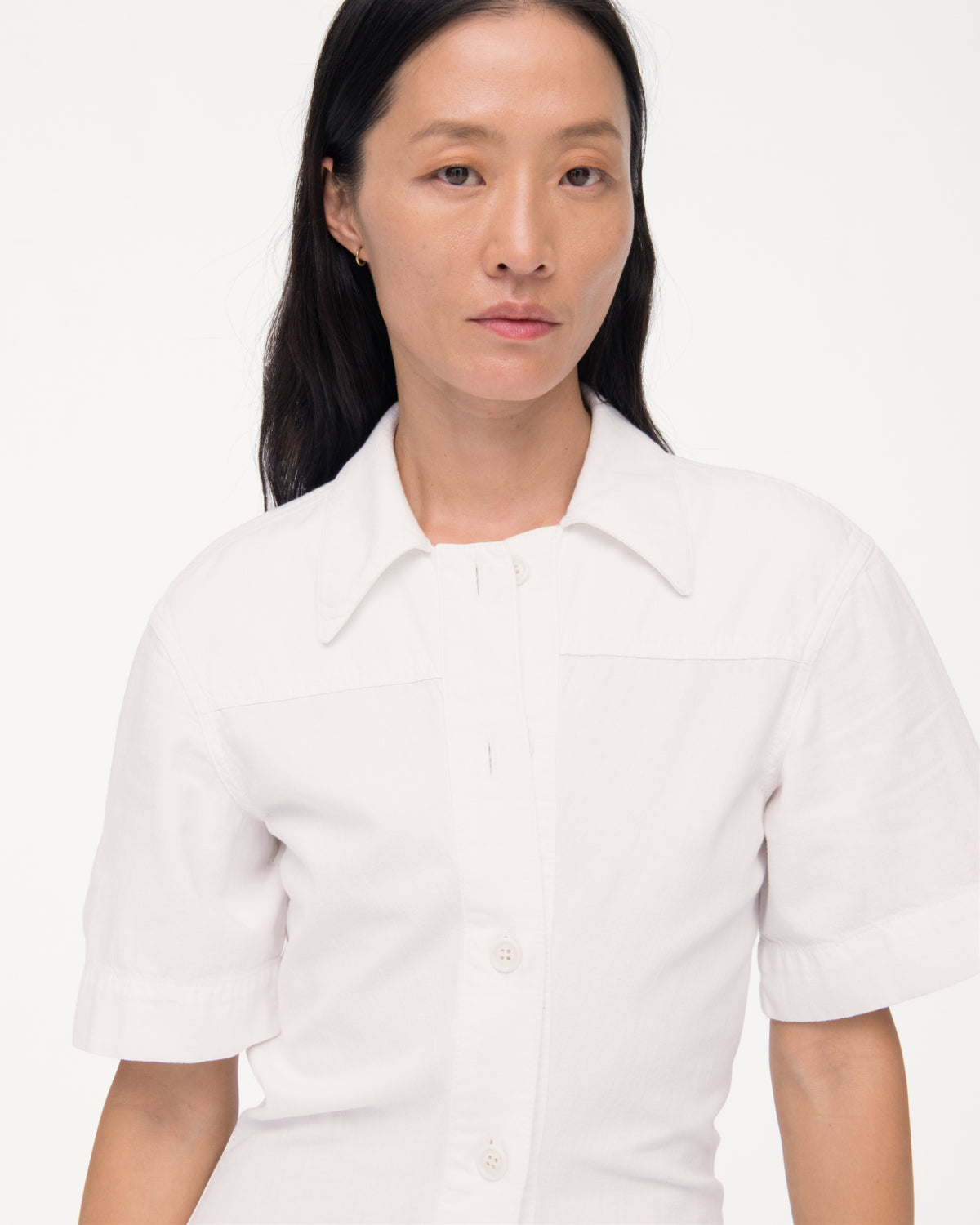 Another Tomorrow Chambray Bias Shirt Dress in Off White – Denim Women's Dress