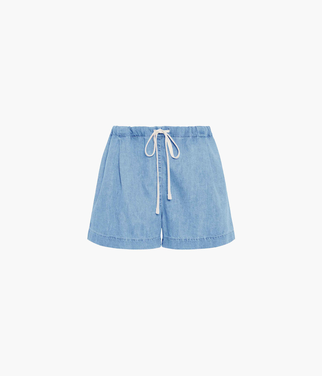 Another Tomorrow Chambray Drawcord Short in Light Blue Wash – Denim Women's Trousers