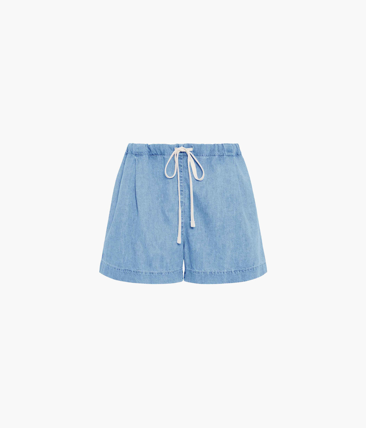 Another Tomorrow Chambray Drawcord Short in Light Blue Wash – Denim Women's Trousers