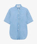 Another Tomorrow Chambray Short Sleeve Shirt in Light Blue Wash – Denim Women's Trousers
