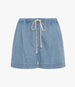 Another Tomorrow Chambray Drawcord Short in Light Blue Wash – Denim Women's Trousers
