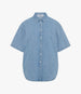 Another Tomorrow Chambray Short Sleeve Shirt in Light Blue Wash – Denim Women's Trousers