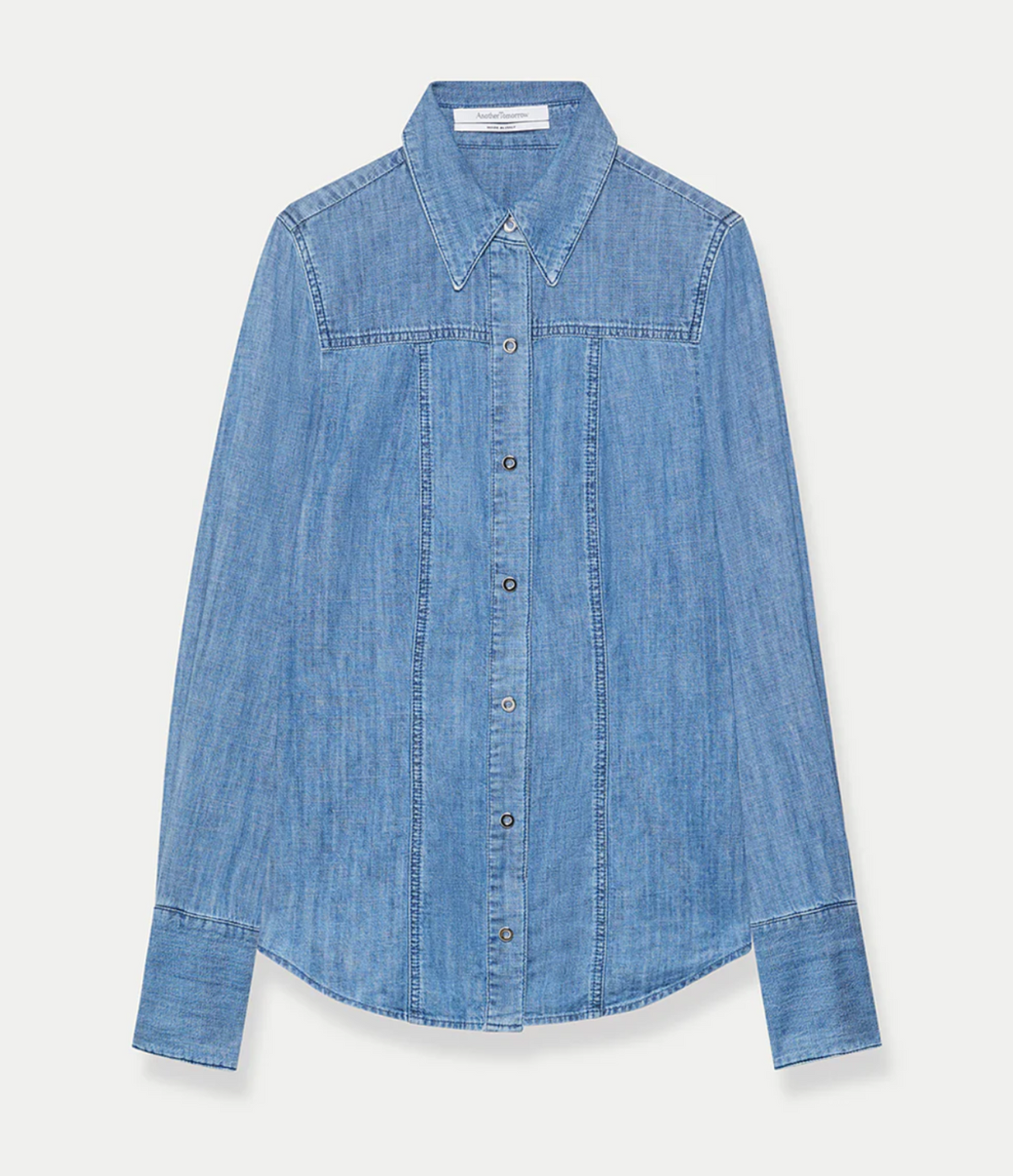 Another Tomorrow Chambray Shirt in Light Blue Wash – Denim Women's Top