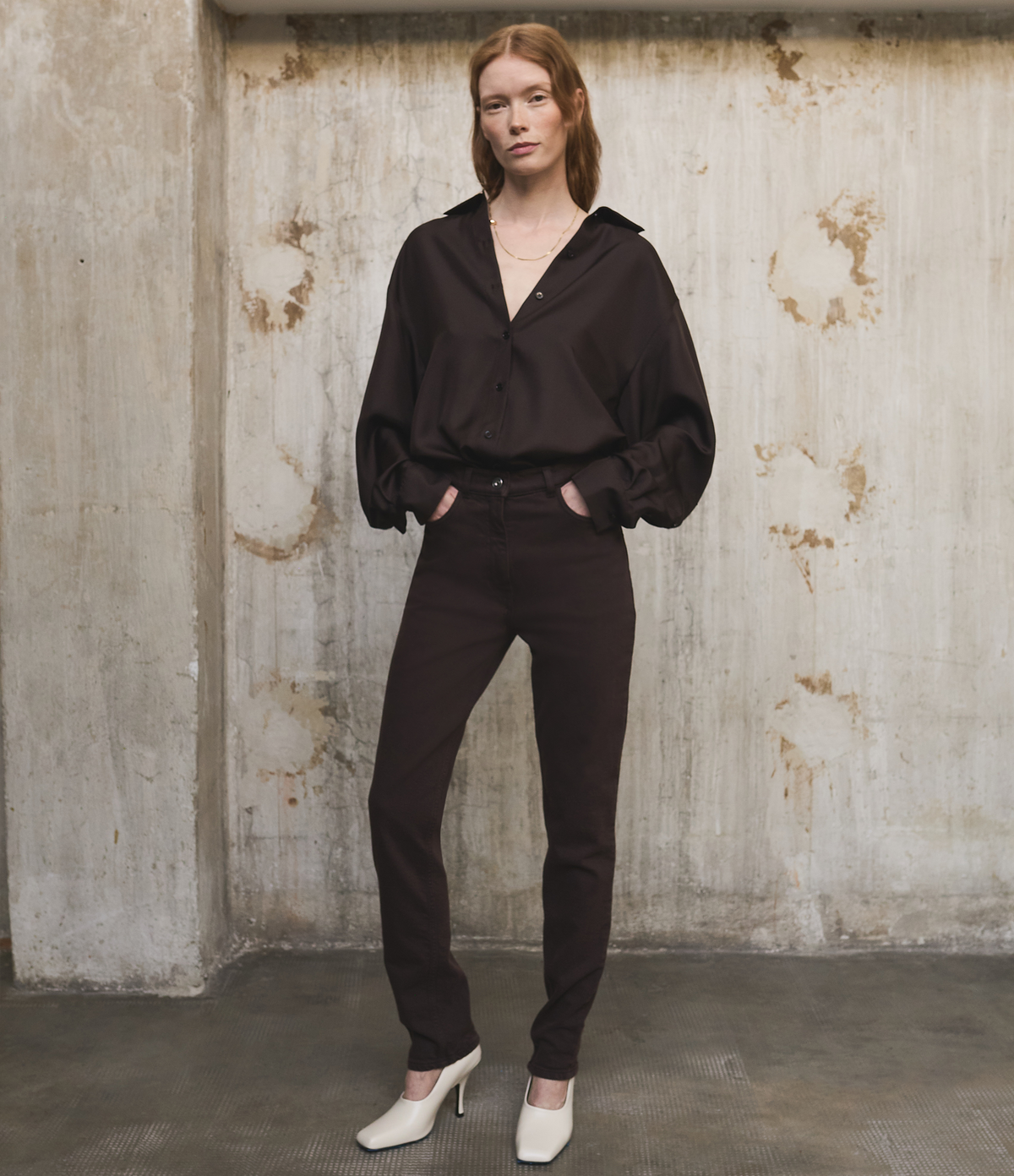 Another Tomorrow Slim Denim Pant in Dark Chocolate – Denim Women's Trousers