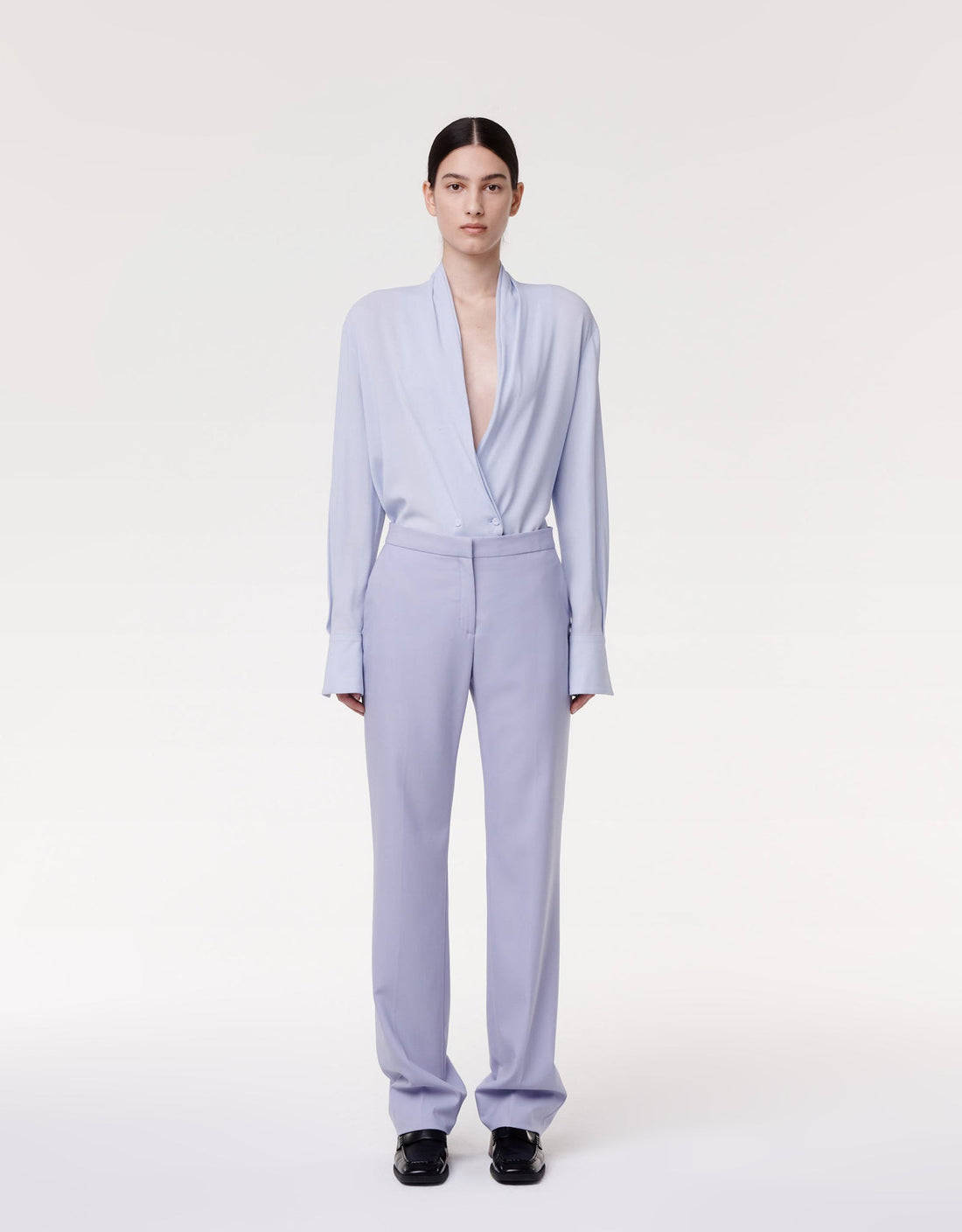 Another Tomorrow Classic Trouser in Lilac – Wool Women's Trousers
