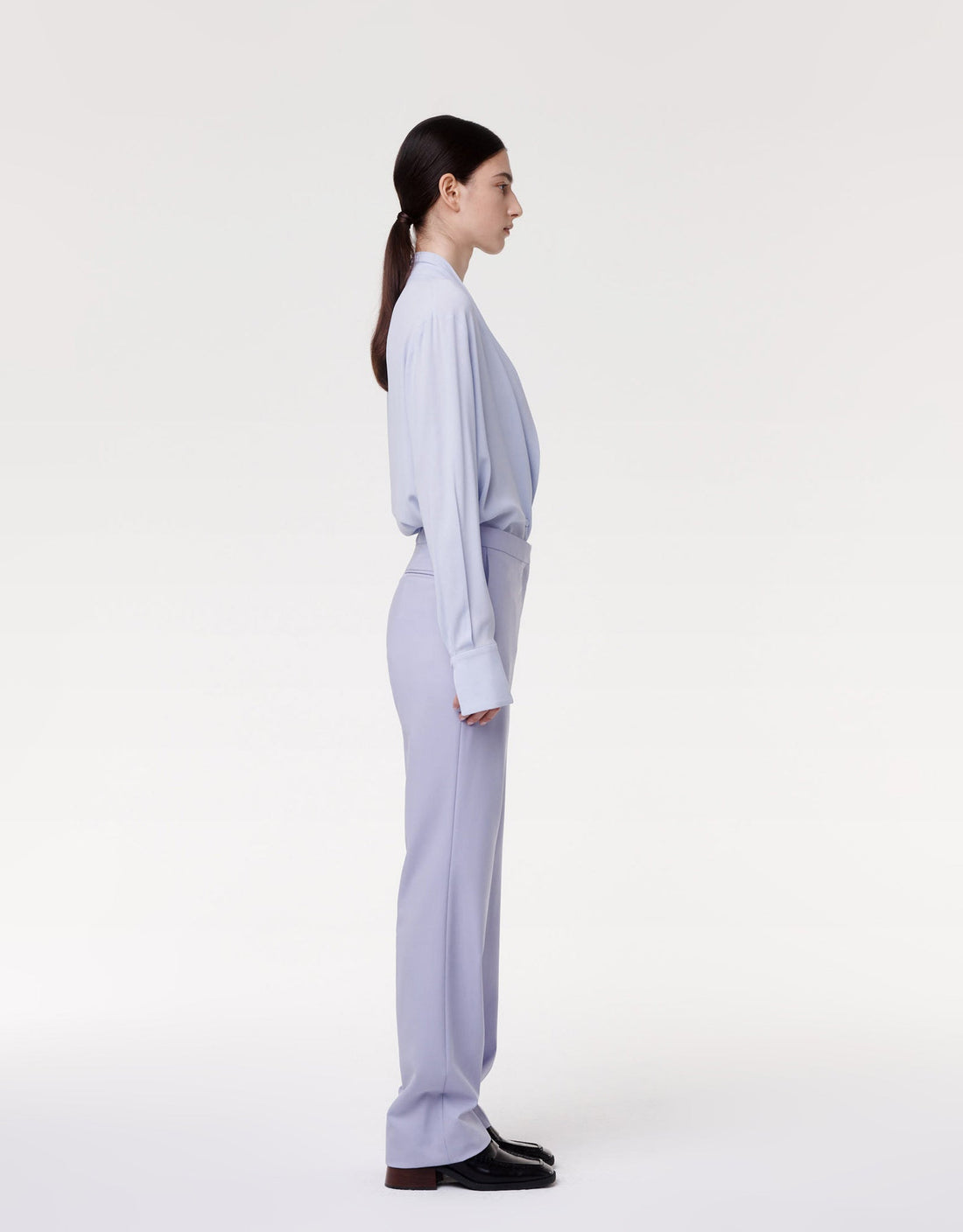 Another Tomorrow Classic Trouser in Lilac – Wool Women's Trousers