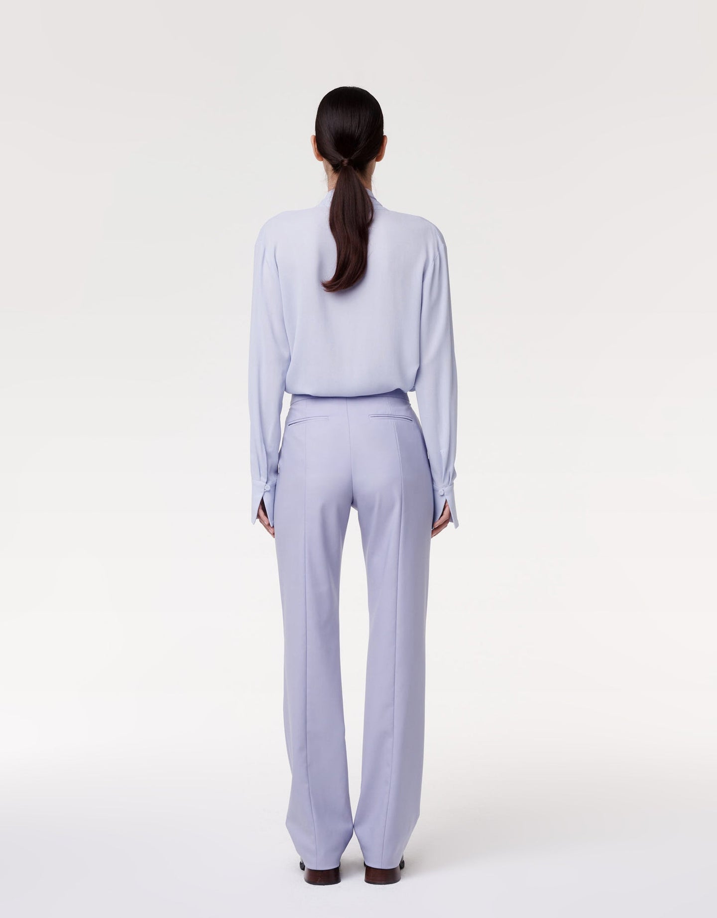Another Tomorrow Classic Trouser in Lilac – Wool Women's Trousers