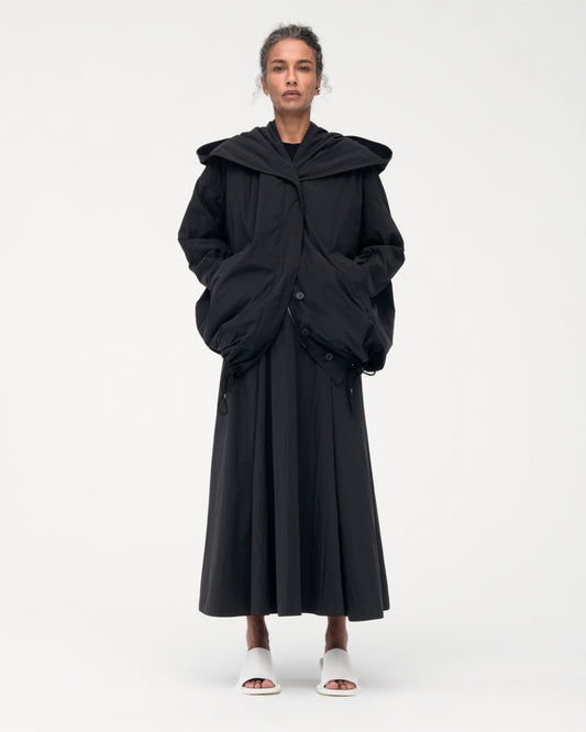 Another Tomorrow Cocoon Anorak in Black – Nylon Women's Outerwear