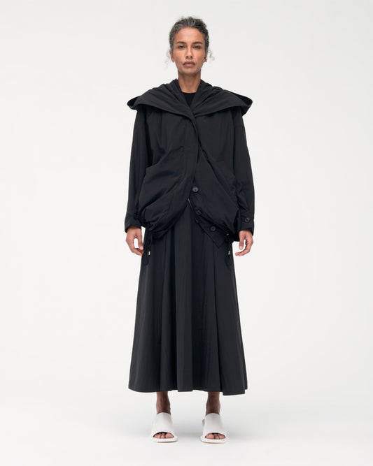 Another Tomorrow Cocoon Anorak in Black – Nylon Women's Outerwear