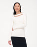 Another Tomorrow Compact Cutout Knit Top in Off White – Viscose Women's Knitwear