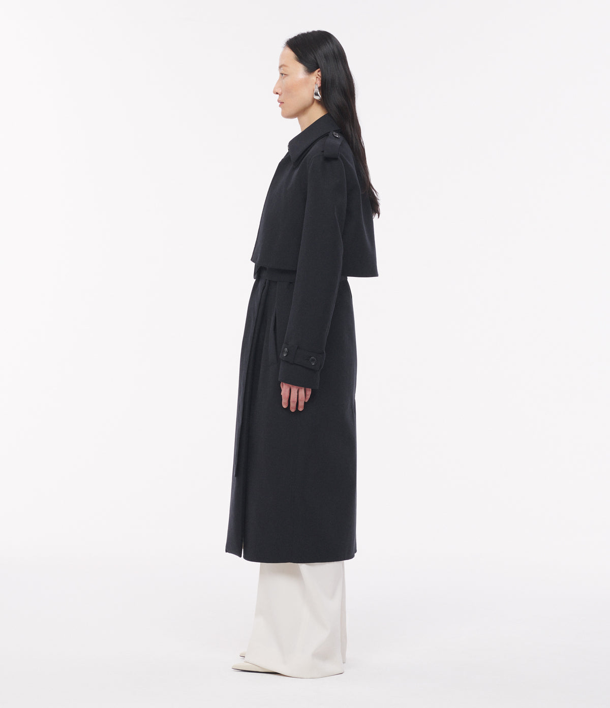 Another Tomorrow Double Face Convertible Trench in Olive/Black – Cotton Women's Outerwear
