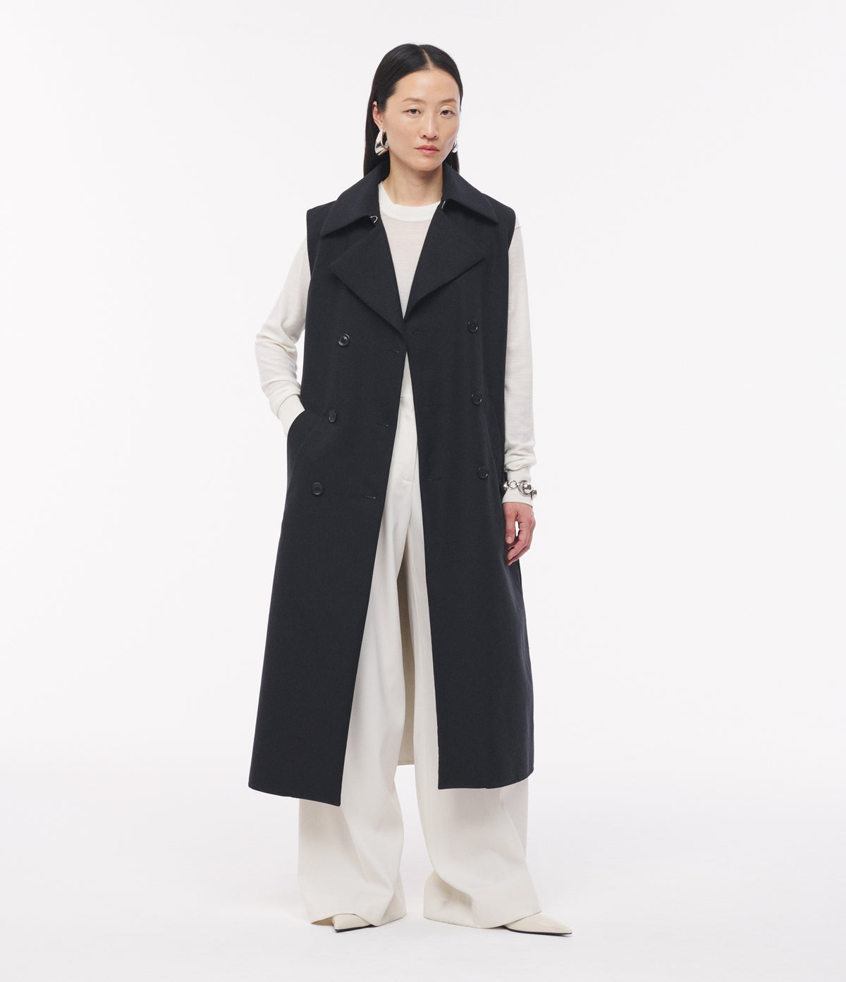 Another Tomorrow Double Face Convertible Trench in Olive/Black – Cotton Women's Outerwear