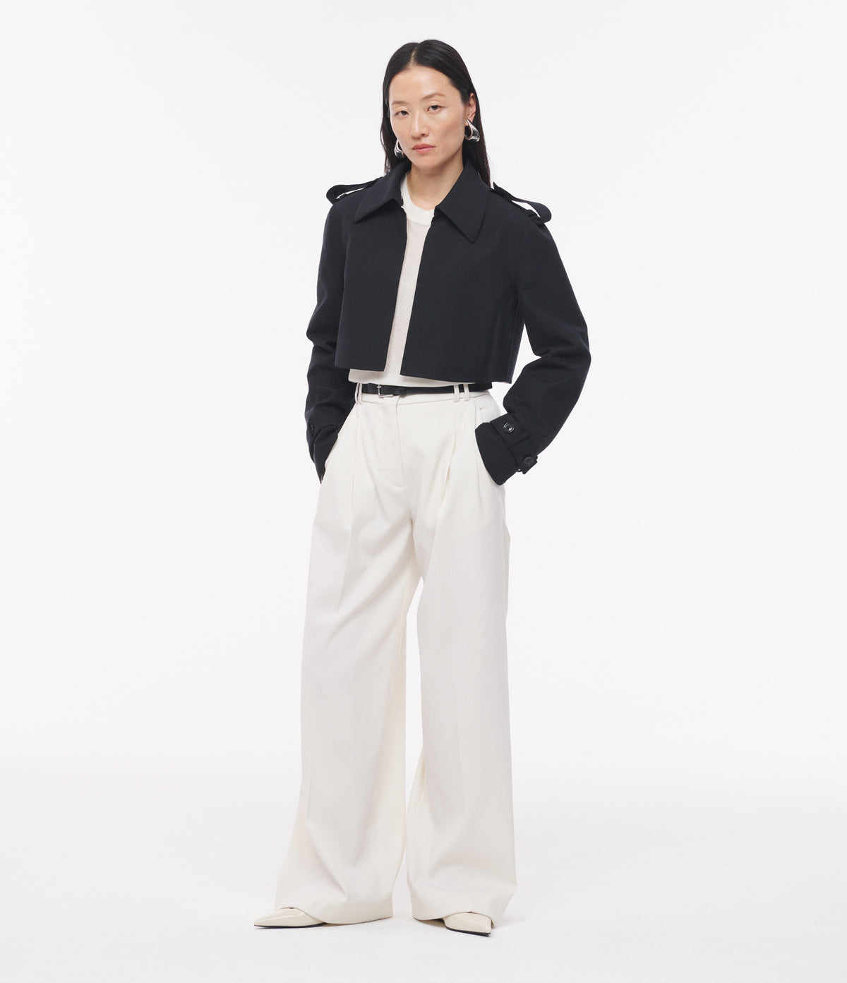 Another Tomorrow Double Face Convertible Trench in Olive/Black – Cotton Women's Outerwear