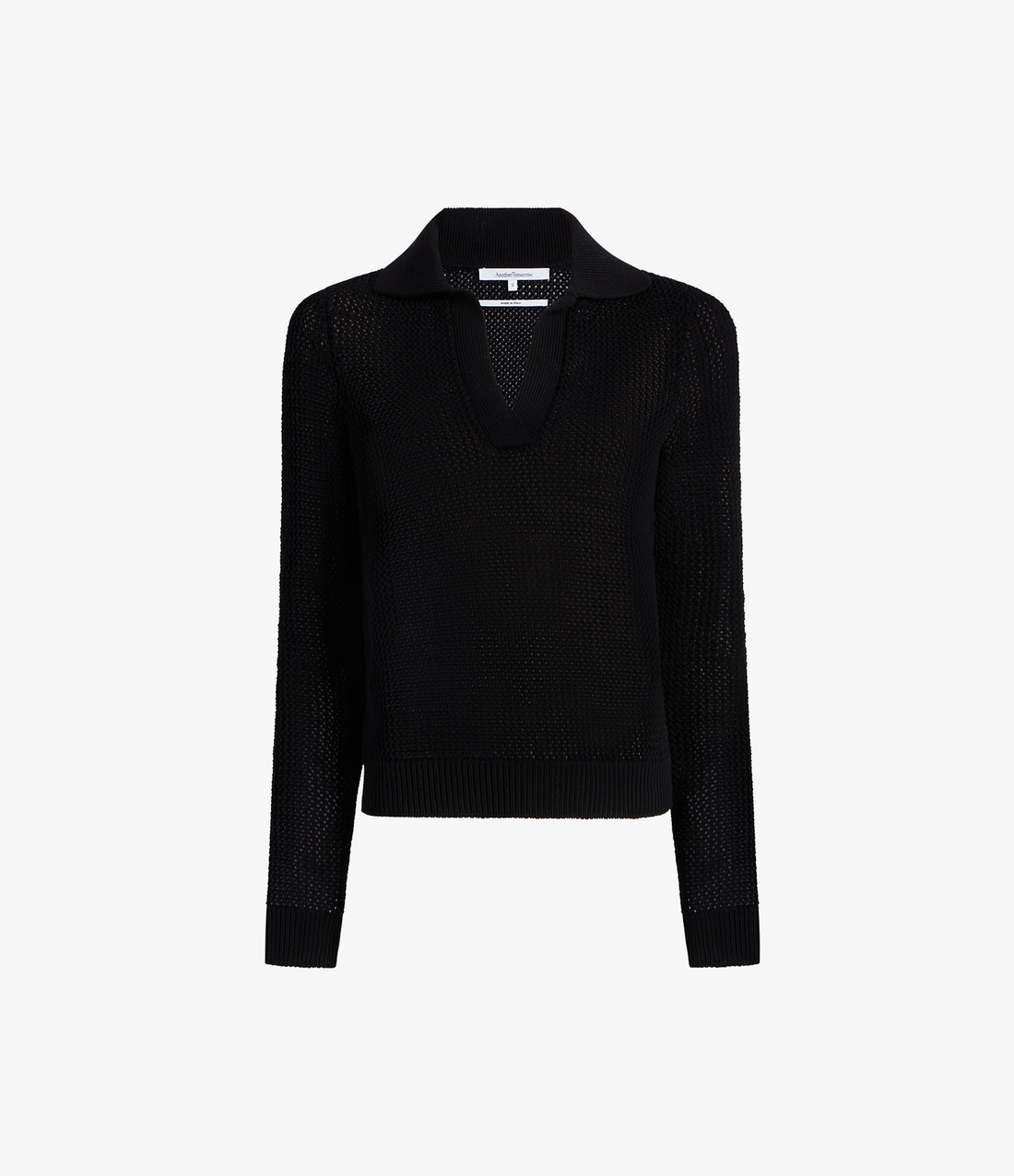 Crochet Polo Sweater | Black