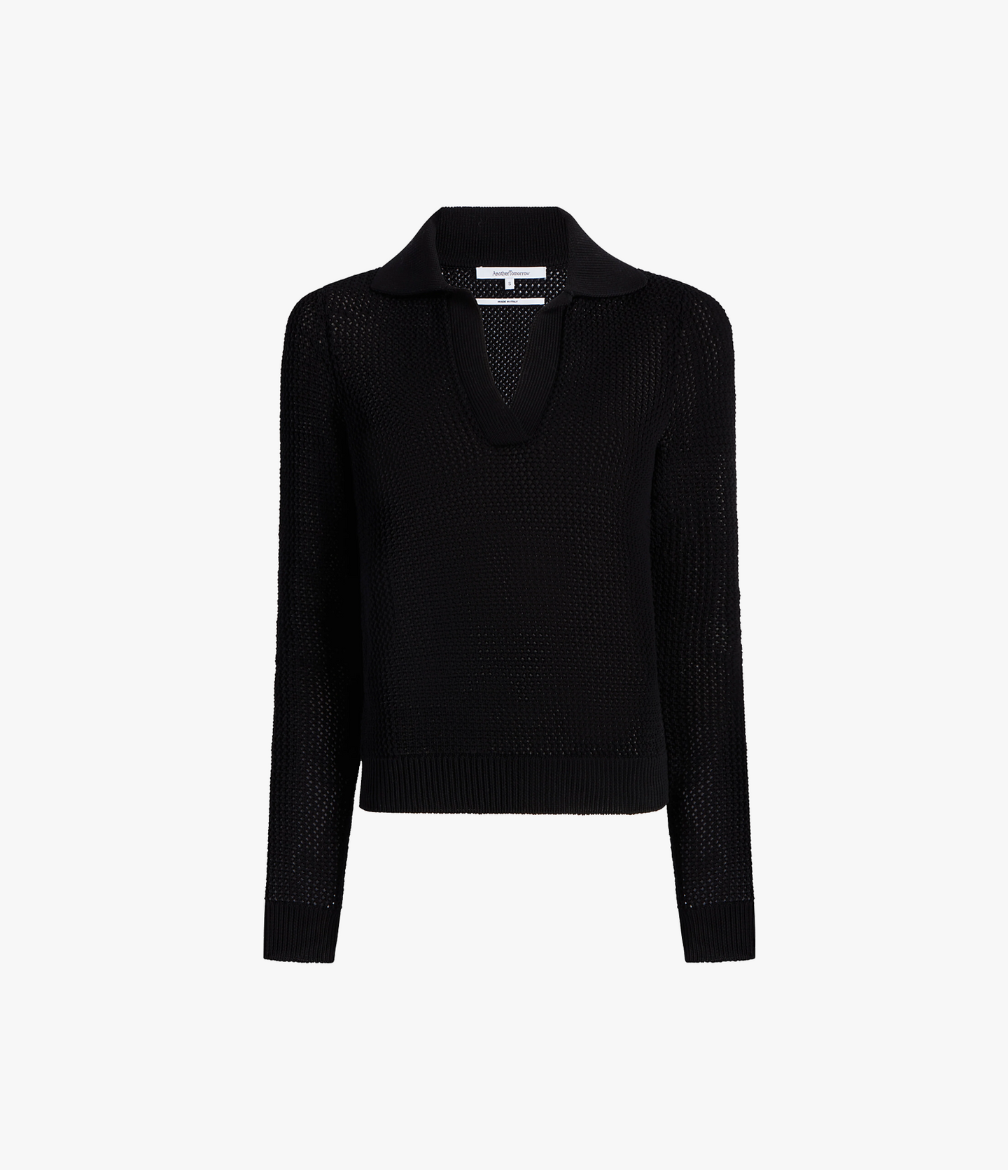 Crochet Polo Sweater | Black