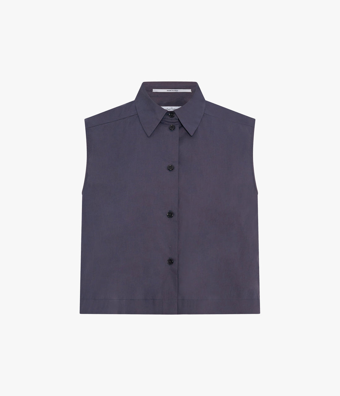 Another Tomorrow Cropped Sleeveless Shirt in Midnight – Cotton Women's Top