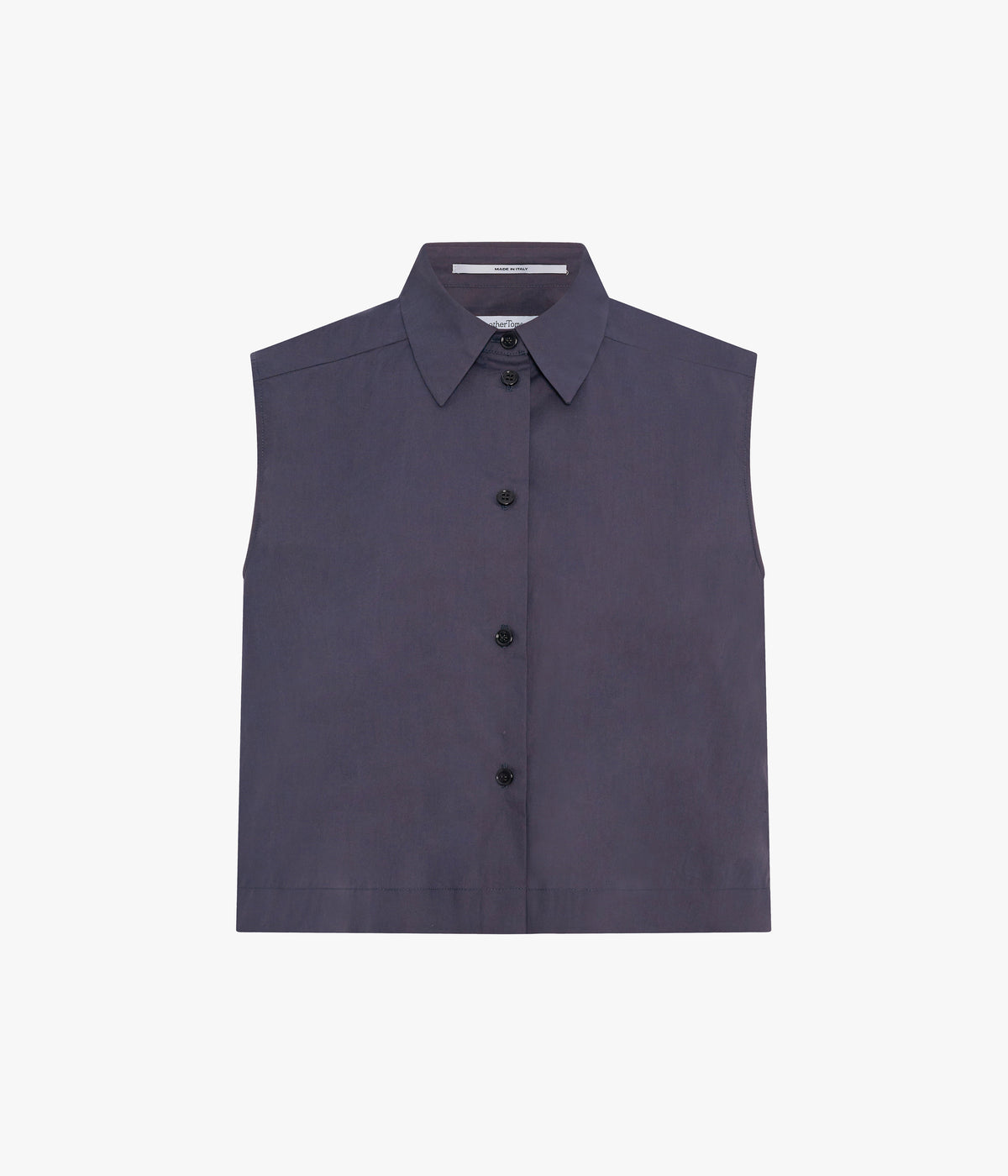 Another Tomorrow Cropped Sleeveless Shirt in Midnight – Cotton Women's Top