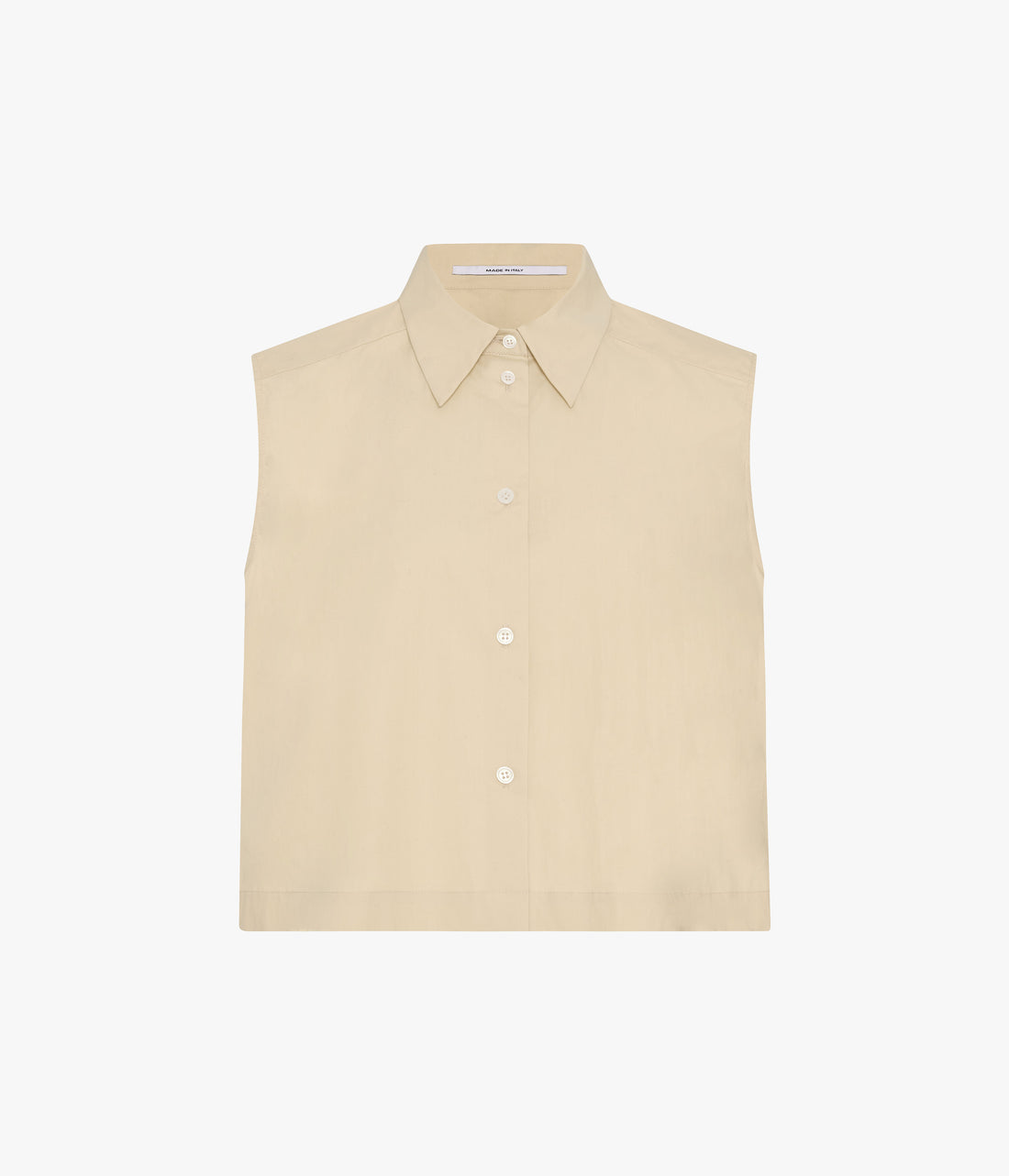 Another Tomorrow Cropped Sleeveless Shirt in Sand – Cotton Women's Top