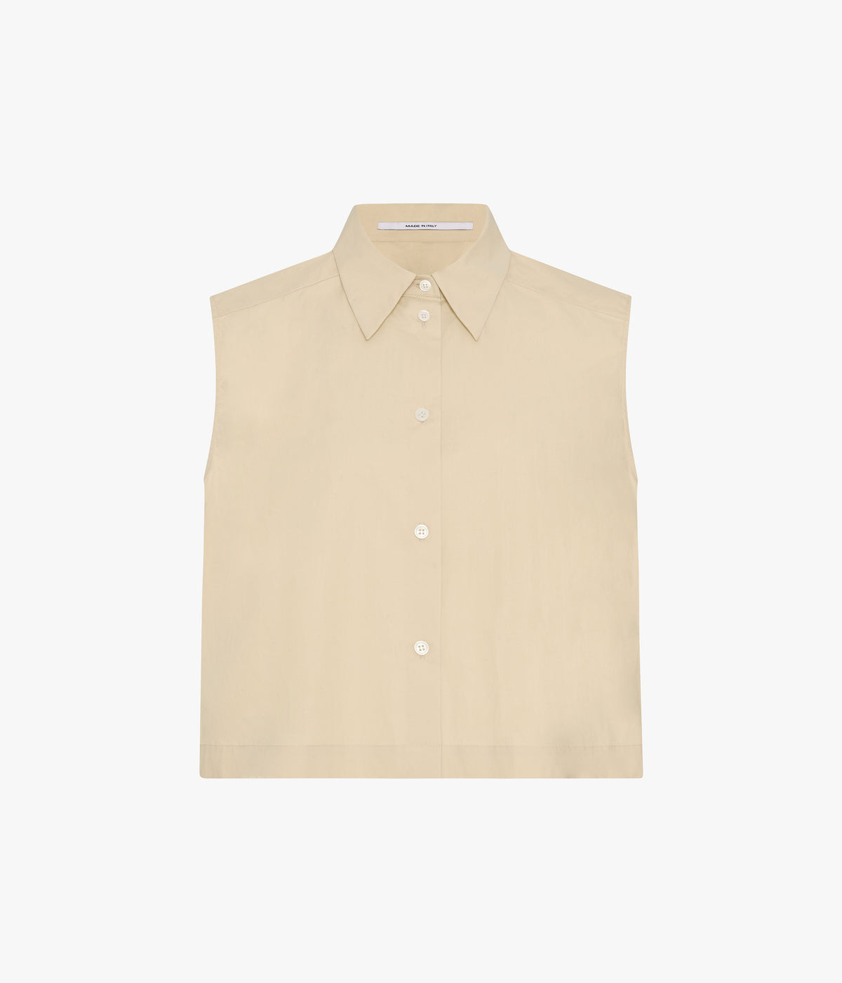 Another Tomorrow Cropped Sleeveless Shirt in Sand – Cotton Women's Top