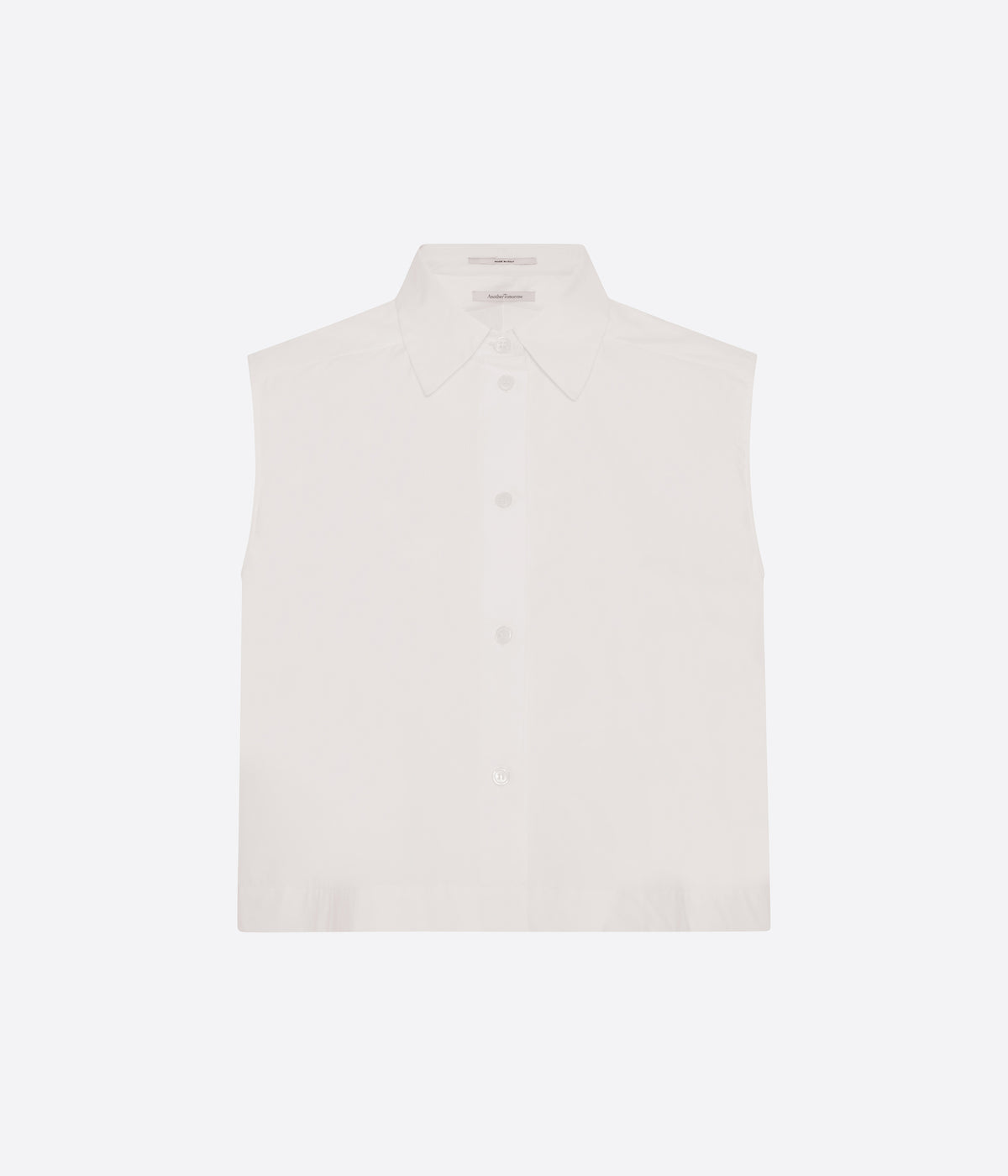 Another Tomorrow Cropped Sleeveless Shirt in White – Cotton Women's Top