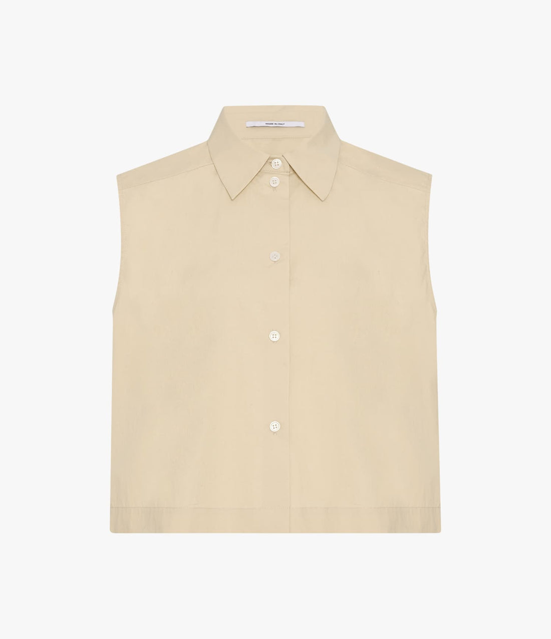Another Tomorrow Cropped Sleeveless Shirt in Sand – Cotton Women's Top
