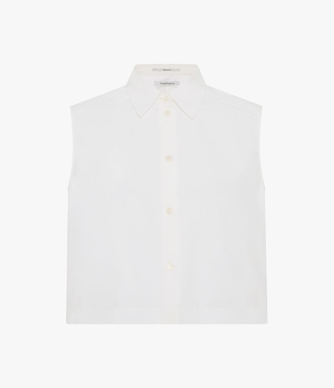 Another Tomorrow Cropped Sleeveless Shirt in White – Cotton Women's Top