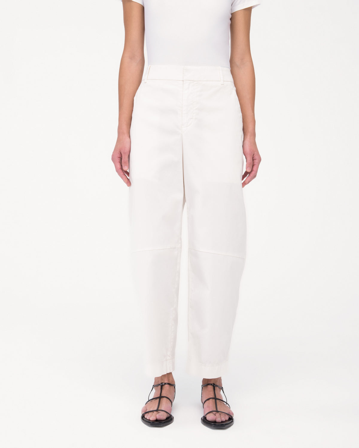 Another Tomorrow Curved Chino in Off White – Cotton Women's Trousers
