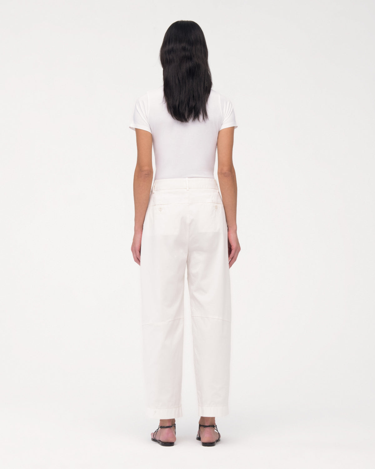 Another Tomorrow Curved Chino in Off White – Cotton Women's Trousers