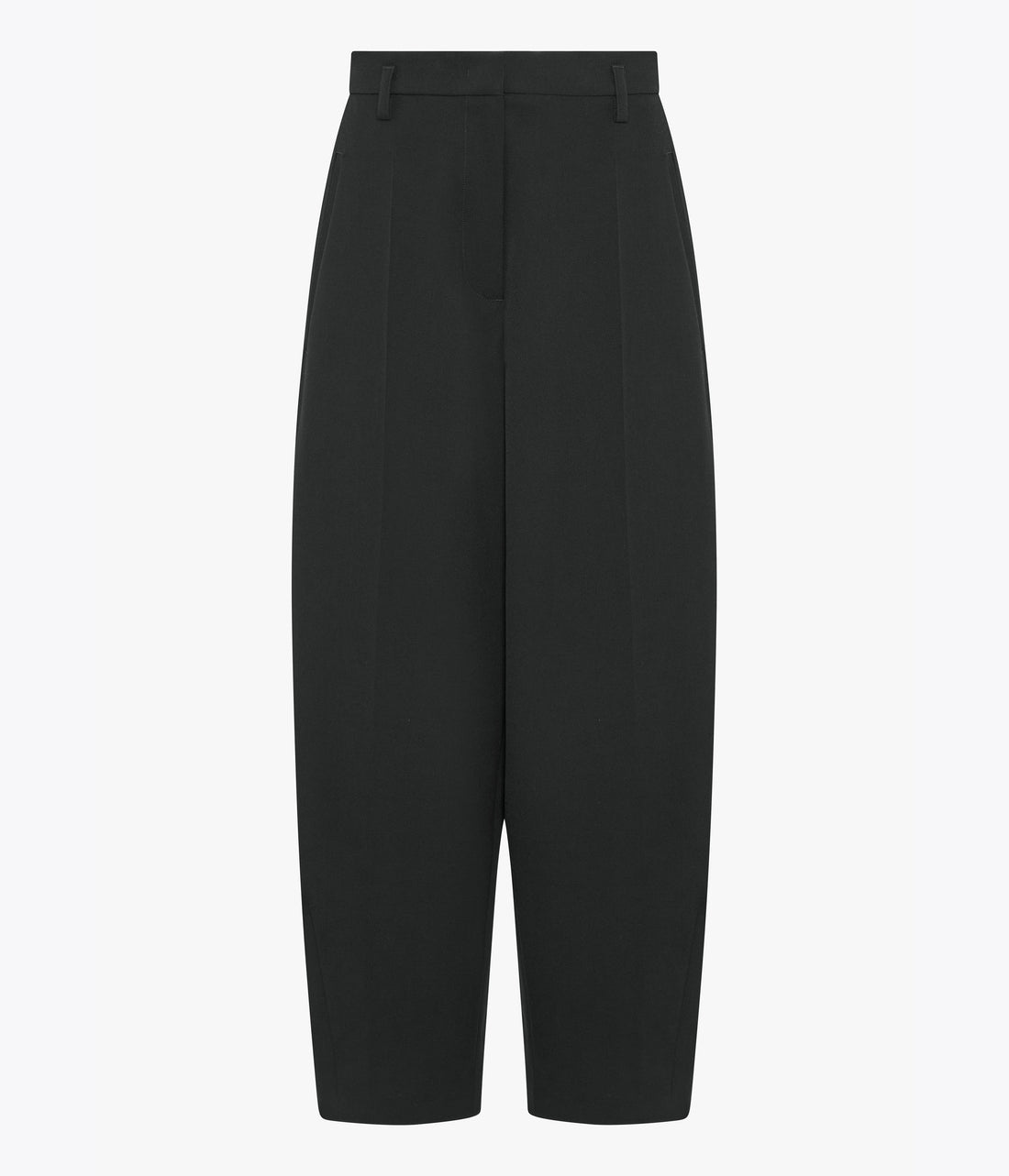 Another Tomorrow Curved Cropped Trouser in Black – Wool Women's Trousers