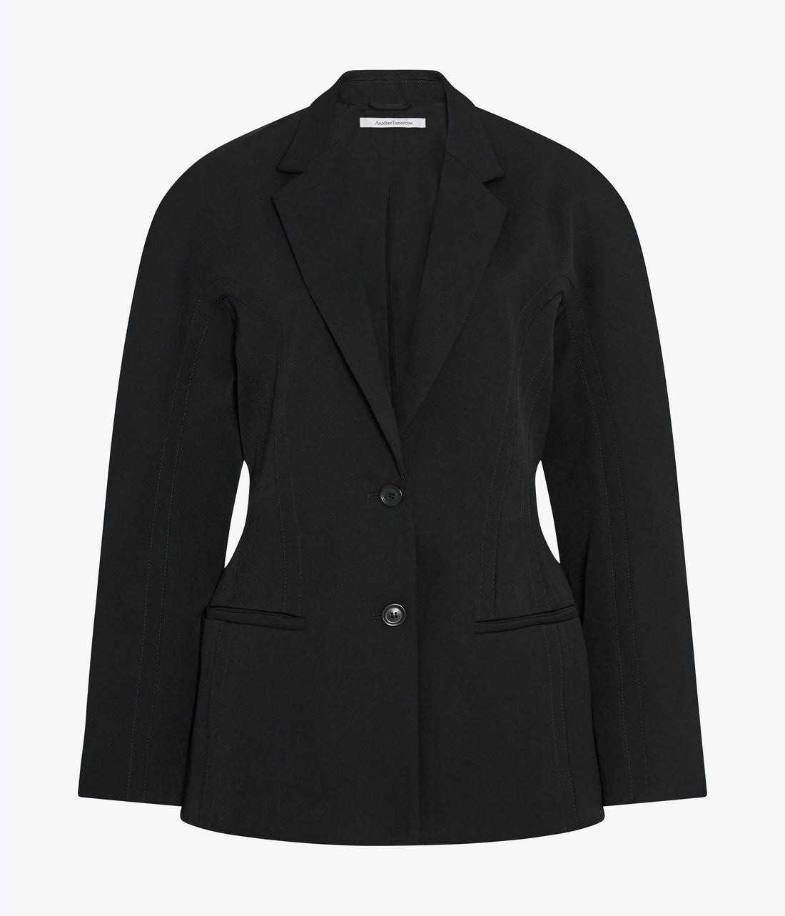 Another Tomorrow Curved Tailored Jacket in Black – Wool Women's Jacket