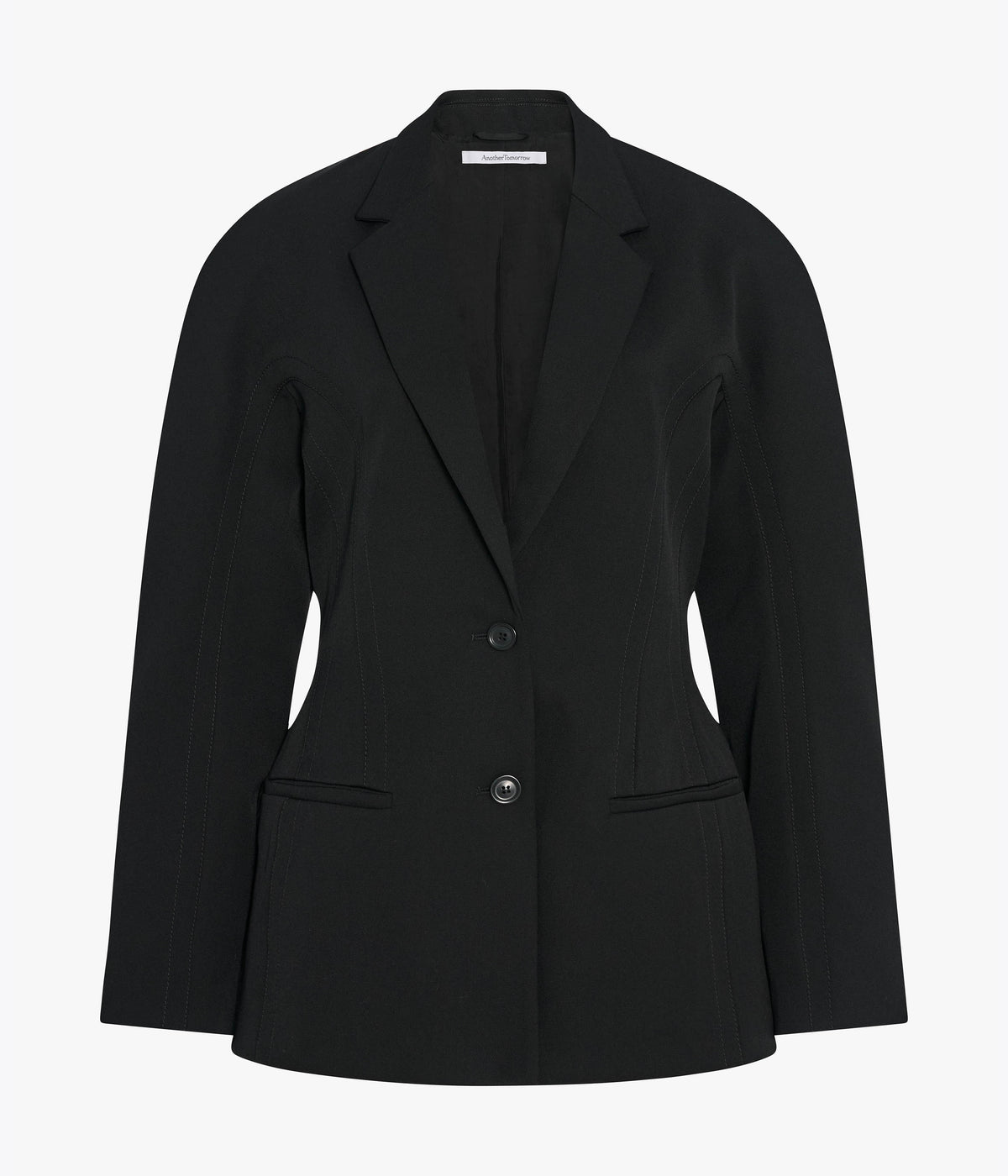 Another Tomorrow Curved Tailored Jacket in Black – Wool Women's Jacket