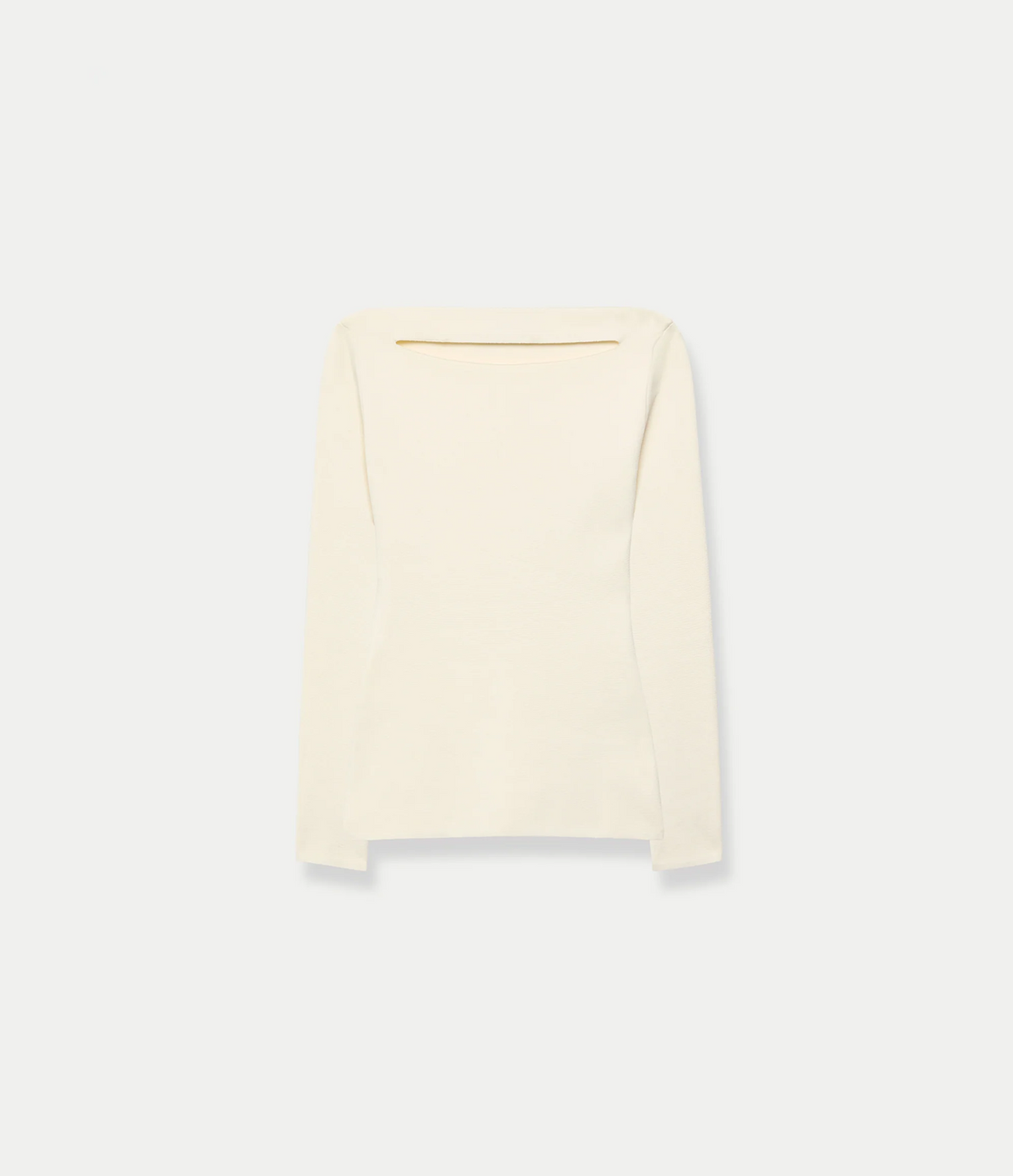Another Tomorrow Compact Cutout Knit Top in Off White – Viscose Women's Knitwear