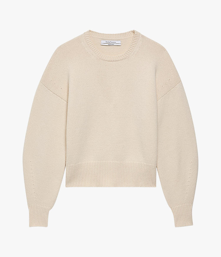 Another Tomorrow Cashmere Knit Sweatshirt in Ivory – Cashmere Women's Knitwear