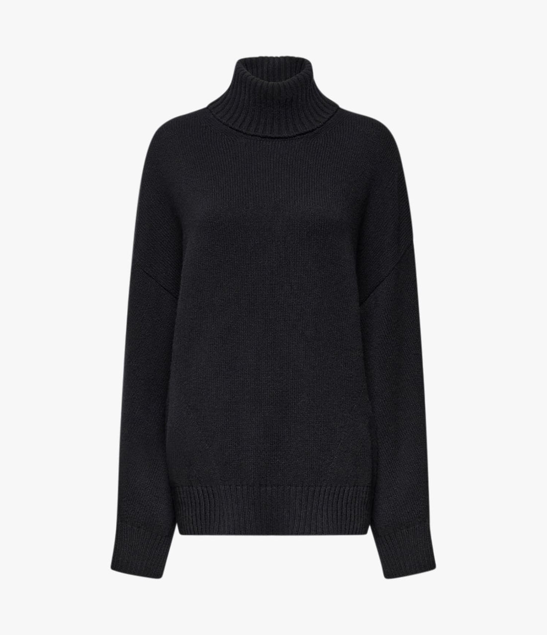 Another Tomorrow Cashmere Oversized Turtleneck in Black – Cashmere Women's Knitwear