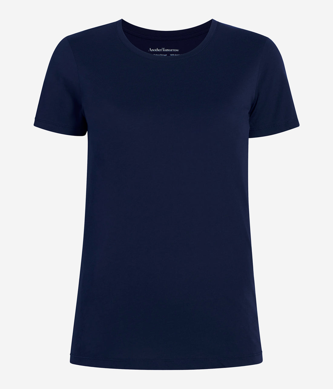 Another Tomorrow Crew Neck T-Shirt in Navy – Cotton Women's Top