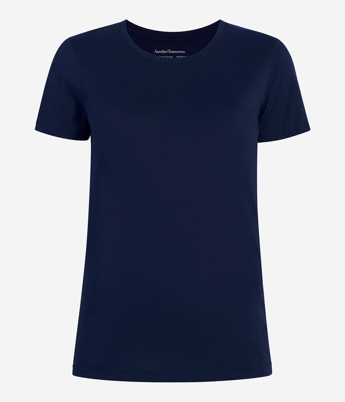 Another Tomorrow Crew Neck T-Shirt in Navy – Cotton Women's Top
